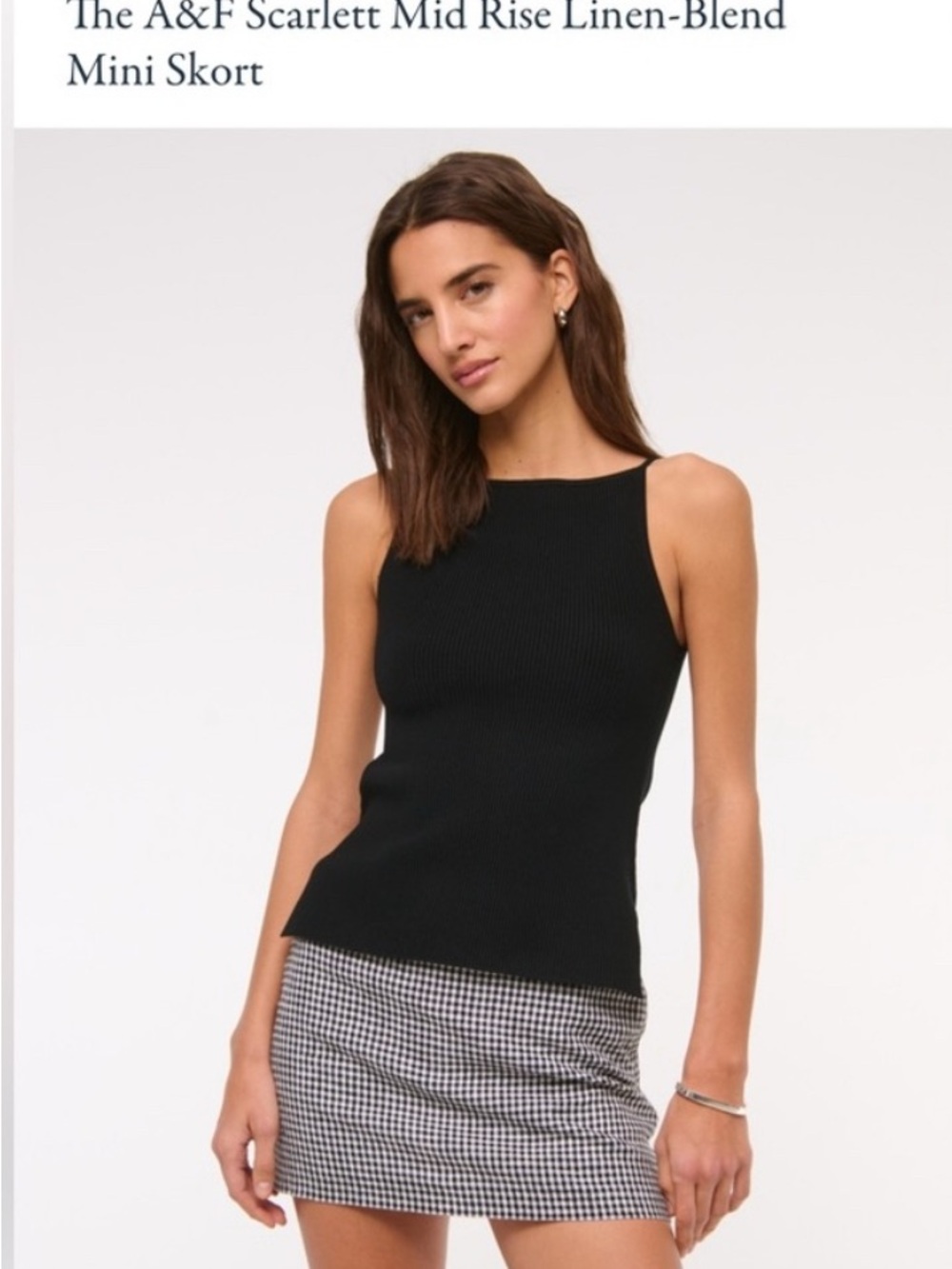 Abercrombie Scarlett Gingham linen skort